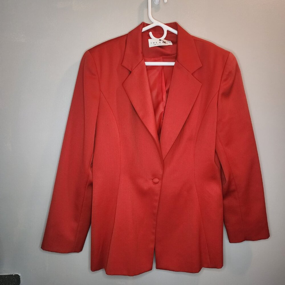 Vintage Red Blazer Wool, Acetate lining Women's Sz 12 The Works Saks Fifth Ave - Picture 3 of 8